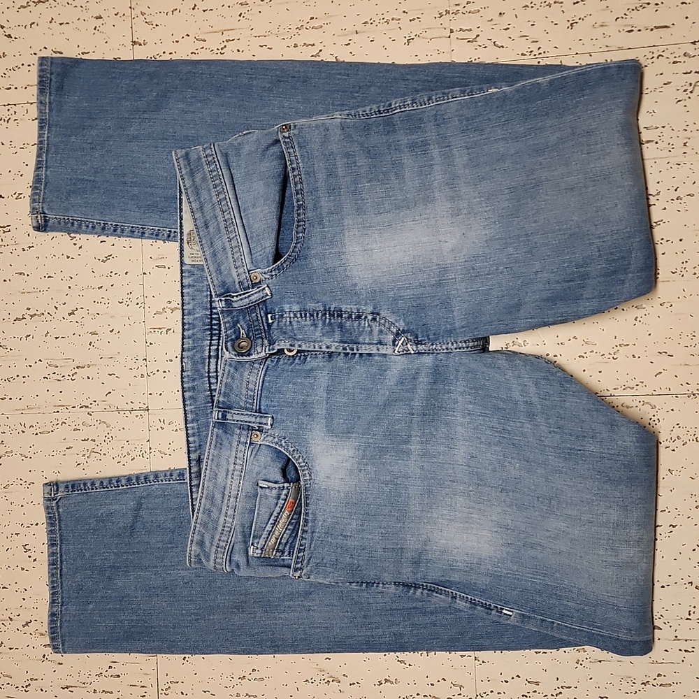 Diesel Light Blue Fade Buster Regular Slim Tapered Fit Denim Jeans